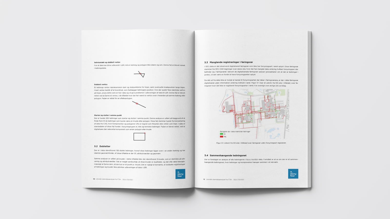Billedet illustrerer en rapport med datavalidering, der øger datakvaliteten gennem en prioriteret datavask af eksisterende ledningsdata